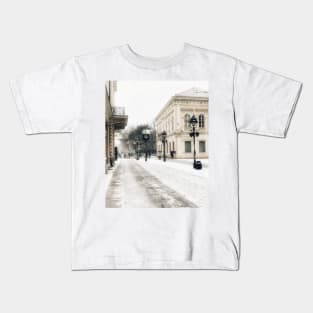 Vintage city winter in Belgrade Kids T-Shirt